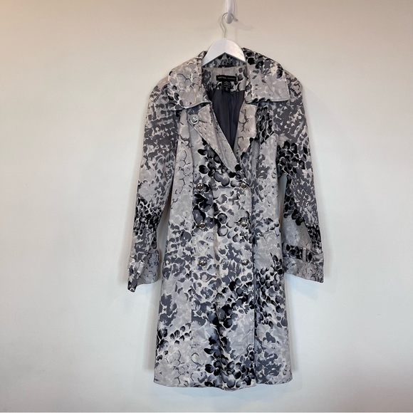 New York & Company Jackets & Blazers - Animal Print Belted Jacket Womens 14 Gray Black White Career Coat Silver Buttons